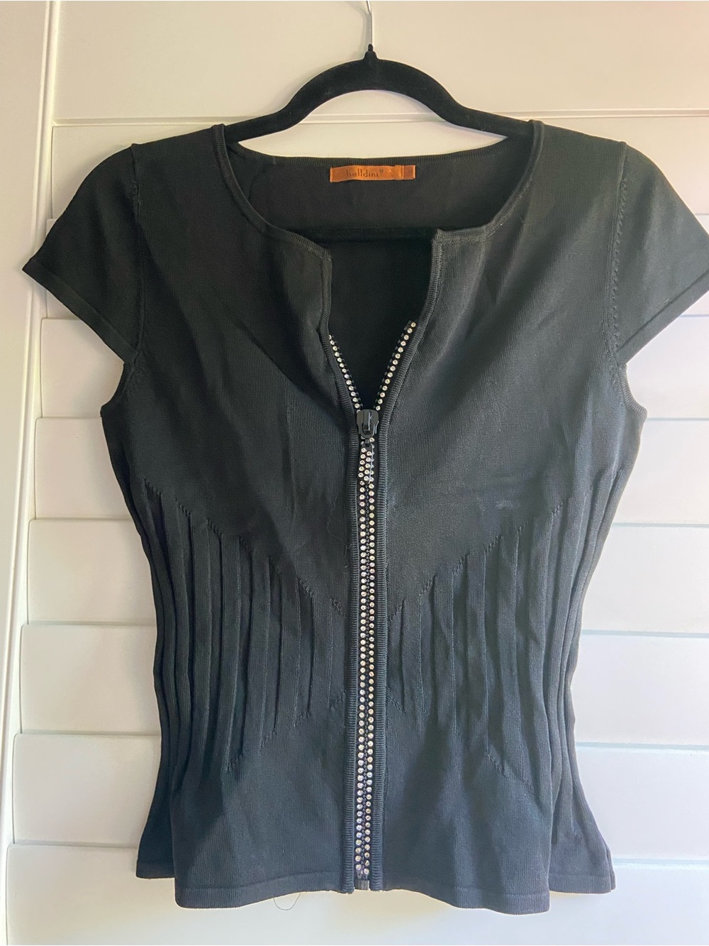 Belldini Black Short-Sleeve Zip Front Tee